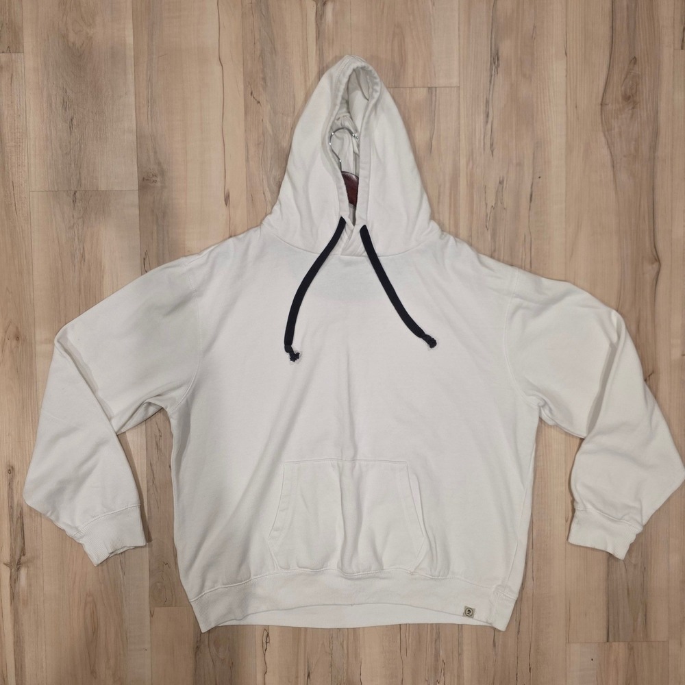 Desert Dunes White Organic Cotton Blend Hoodie Sweatshirt Mens XL Palm Tree Logo